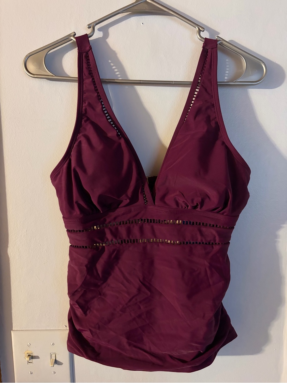 Cupshe Deep Plum V-Neck Tankini Top